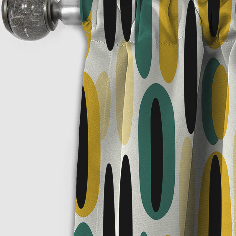 Motif ovale rayé jaune et vert - Rideau rayé occultant - 1 panneaux, L 52 po x L 84 po