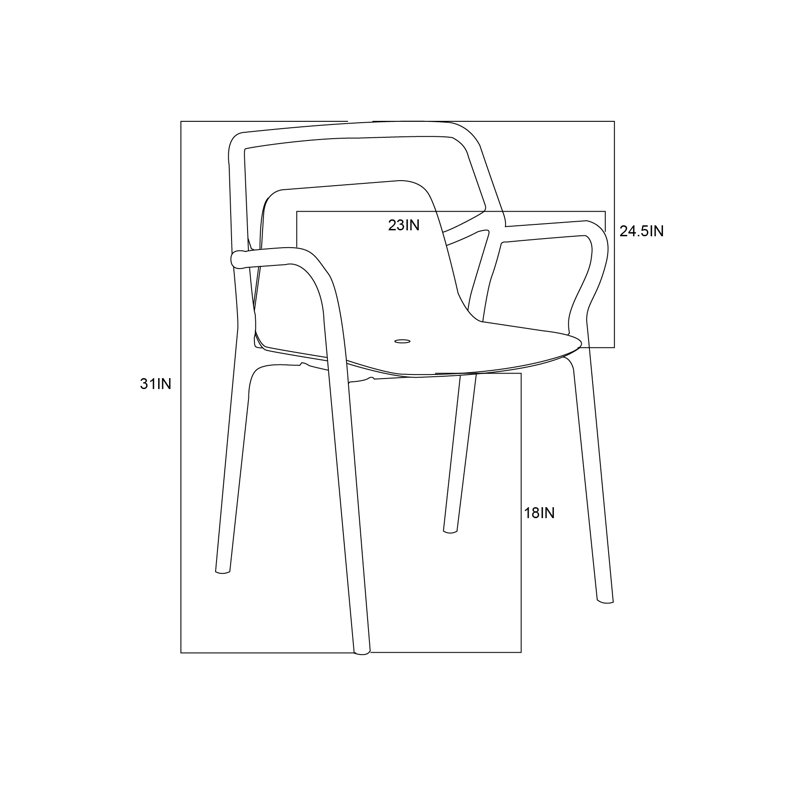 Chaise de salle à manger avec accoudoirs Aspen, Orange