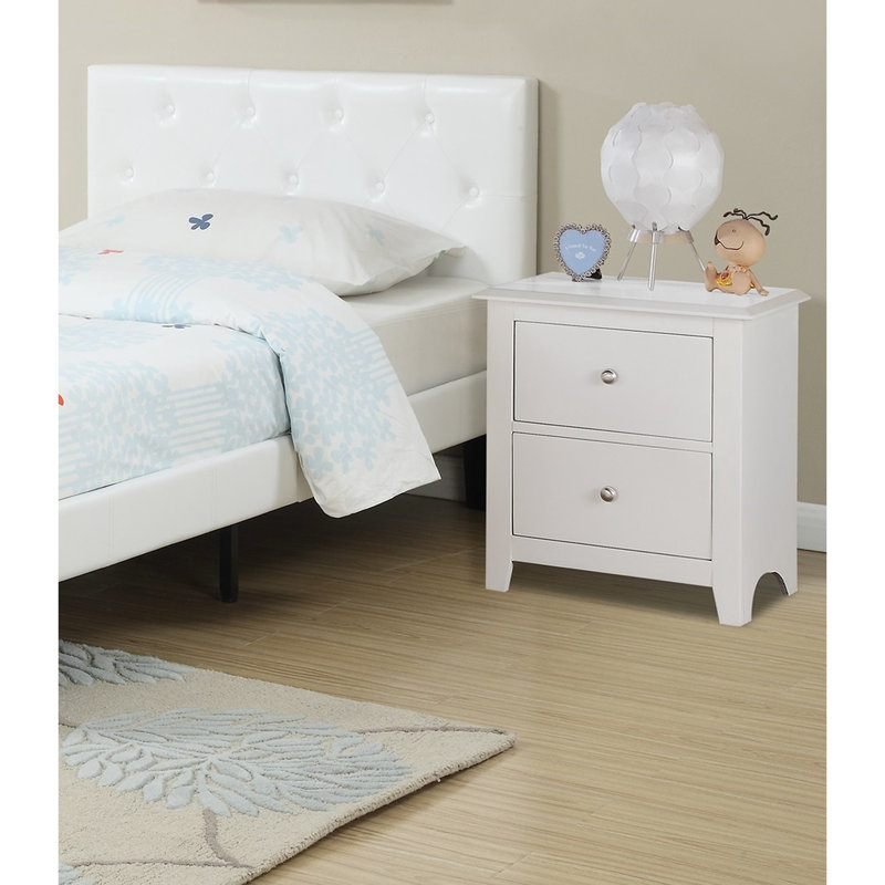 Table de chevet 2 chambres en blanc, table de chevet moderne avec 2 tiroirs