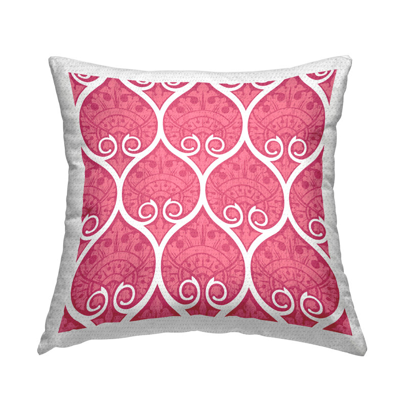 Coussin d'extérieur imprimé motif rose et blanc Ogee par Geoff Tygert