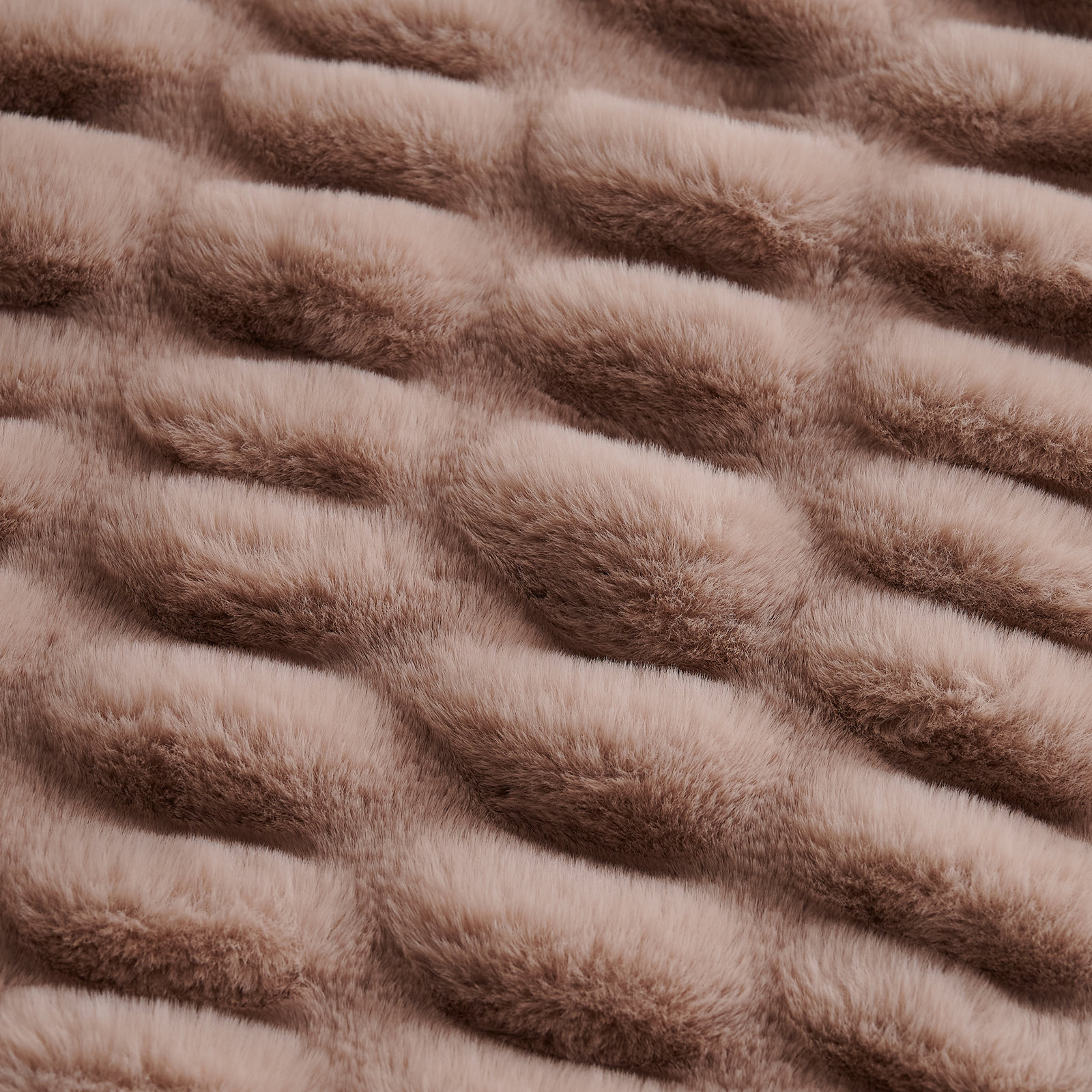 Ruched Rabbit Reversible Solid Faux Fur Classic Modern Rustic Throw Blanket, Pink Blush, 50" x 80"