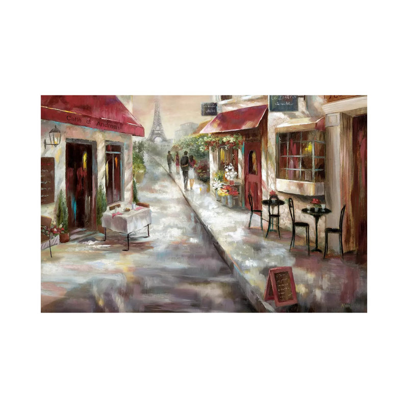 Parisian Café 1 Piece Painting on Canvas, 20.32 cm H x 30.48 cm W, Wrapped Canvas