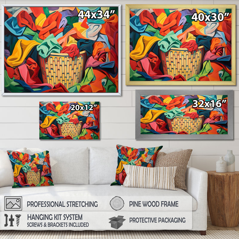Panier à linge multicolore I - Art mural, H 16 po x l 32 po x P 1 po