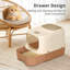Bac à litière pour chat avec tiroir, bac à litière fermé pour chat, lapin, fuite anti-urine facile à nettoyer (orange)-1326883666