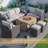 Small firepit with 1403B Wicker 8 - Person Patio Conversation Set with Cushions