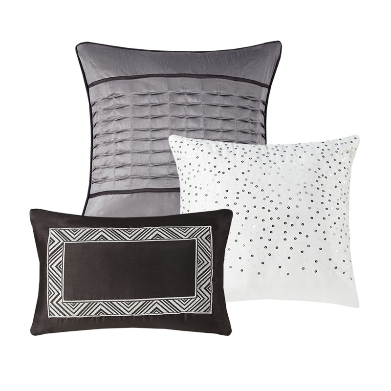 7 Piece Purple Bed - Bedding Comforter, Gray/Taupe