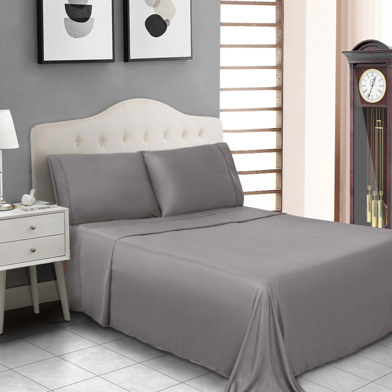 Modal From Beechwood 300 Thread Count Solid Luxury Pillowcase Set, Gray, Standard