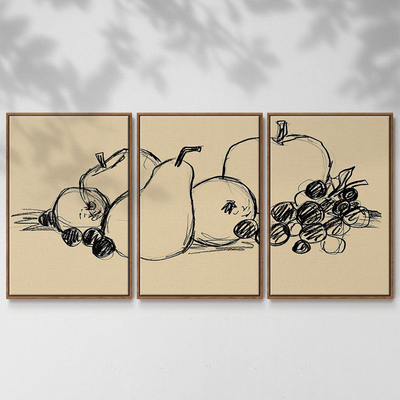 Graphite Fruit II, 3 pièces, Noyer, H 40 po x l 78 po x P 2 po