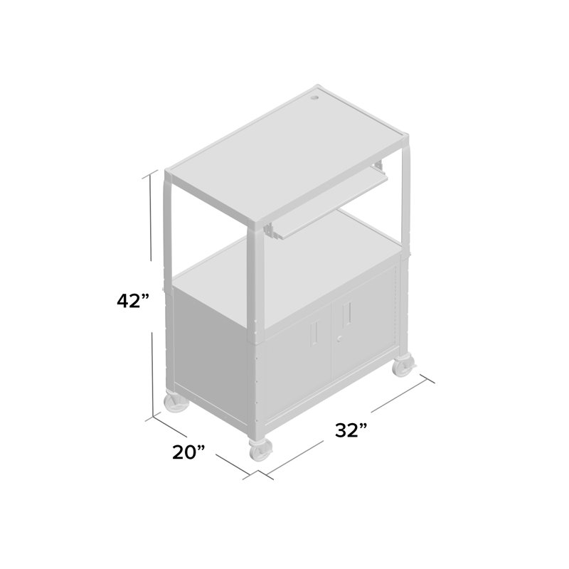 Chariot audiovisuel extra large avec armoire et plateau pour clavier SteelCart