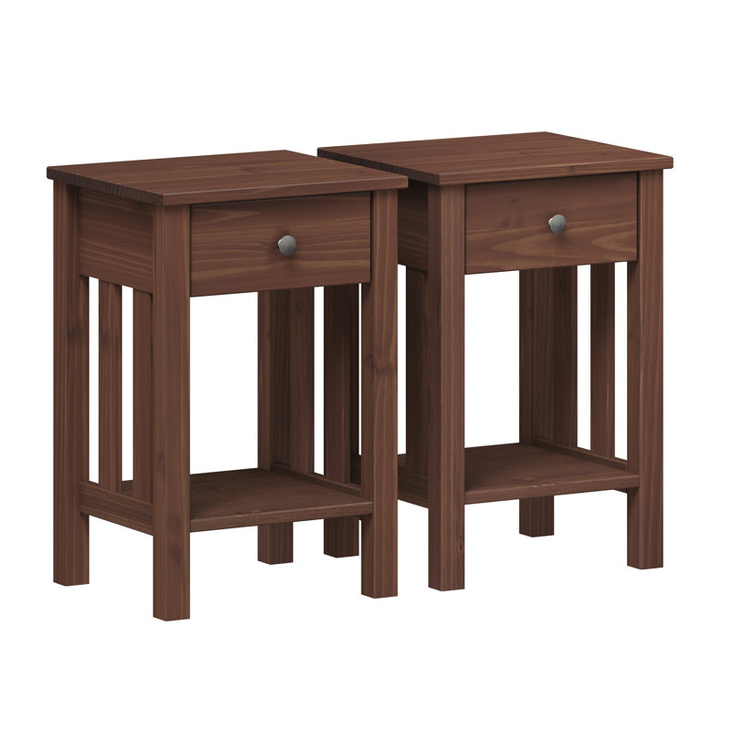 Draco 15.75'' W Solid Wood Nightstand, Mahogany 