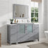 Ensemble de meuble-lavabo autoportant 60 po avec plateau en céramique et miroir assorti Brescia