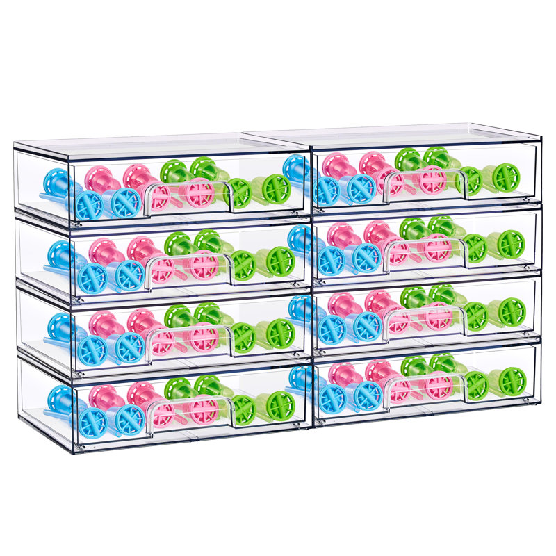 Sorbus Wide Stackable Acrylic Storage Drawers, 8 Pack Clear Plastic Organizer Bins for Baby Bottles, Makeup, Bathroom, Vanity & Kitchen Countertop Organization, Pull-Out Drawer Design for Cabinets & Pantry, Set of 8