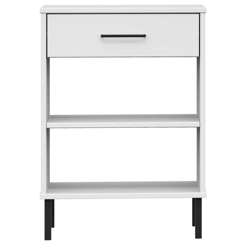 17 Stories Console Cabinet With Metal Legs Solid Wood Pine "OSLO", White