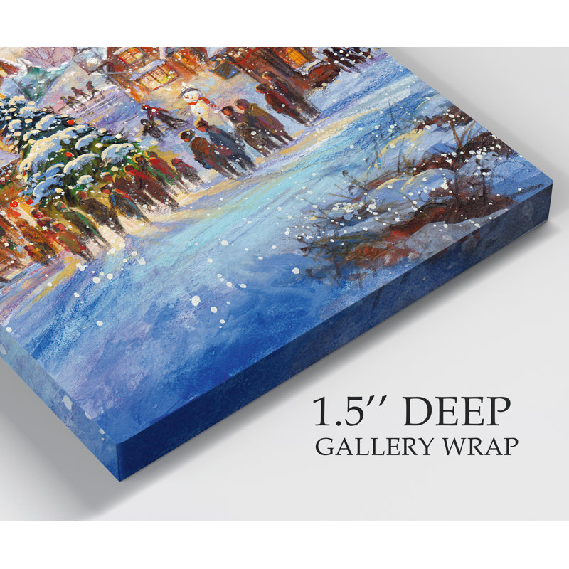 «Snow Village» par Parvez Taj - reproduction d'art sur toile tendue, H 48 po x l 36 po x P 1 po