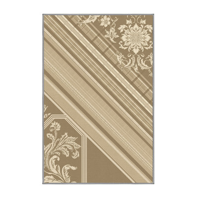 Tapis damassé classique brun et gris lavable à la machine Brentwood