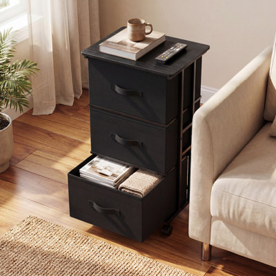 Dresser Storage with 3 Drawers, Metal Frame for Closet Storage, Vertical Storage Cabinet for Bedroom, Wardrobe, and Office