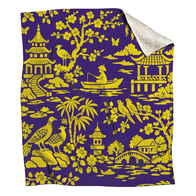Yellow Asian Landscape Blankets