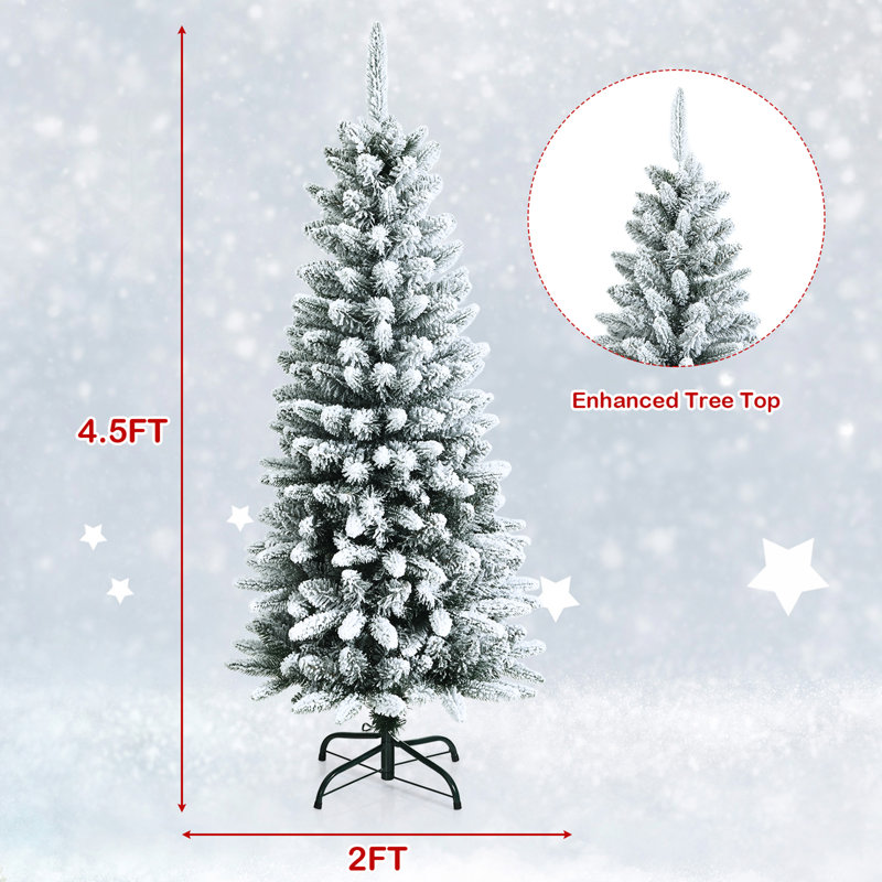 Arbre de Noël artificiel blanc effilé, H 4,5 pi
