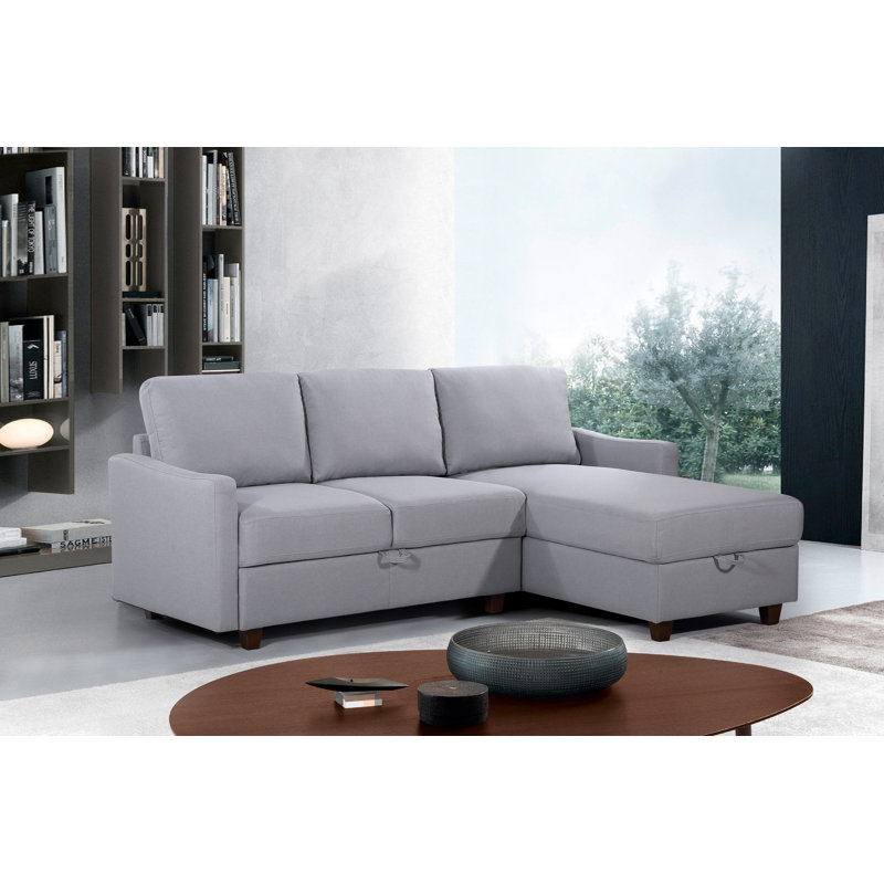 Canapé modulaire réversible avec rangement, Polyester gris clair