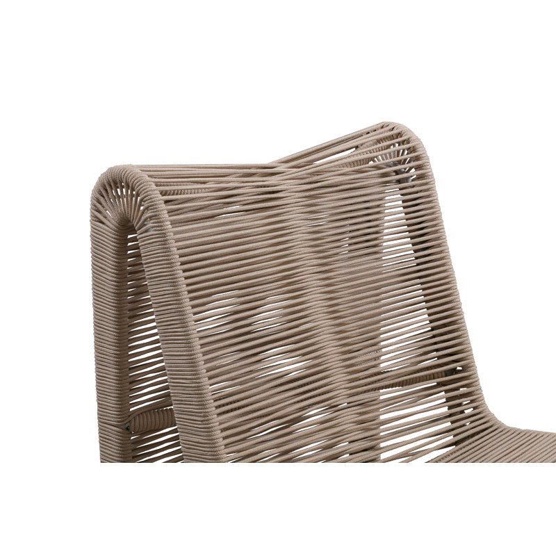 Amaury Metal Outdoor Armless Lounge Chair, Tan
