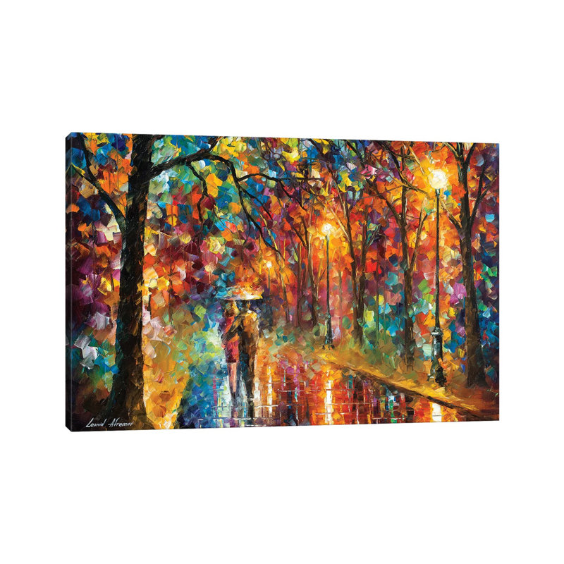 Walking In The Rain by Leonid Afremov - Wrapped Canvas Giclee Art Print, 101.6 cm H x 66.04 cm W x 1.91 cm D