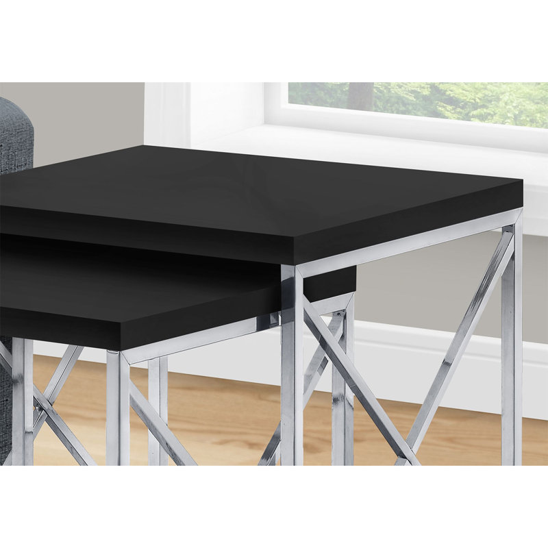 Izhan Nesting Tables, Chrome, Black