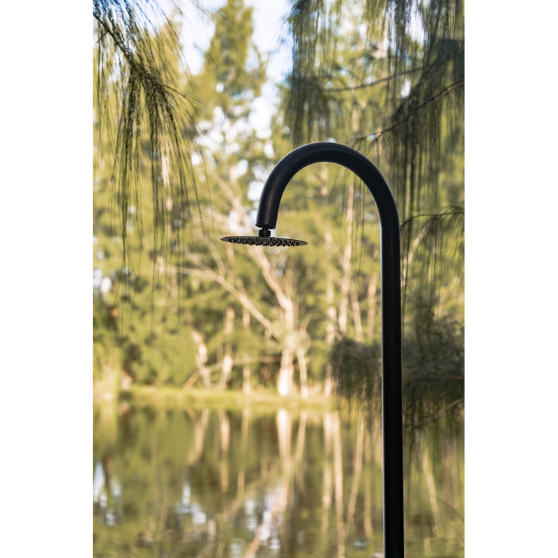 Pulsar 12 Freestanding Outdoor Shower with Hand Shower and Rain Shower Head, Matte Black