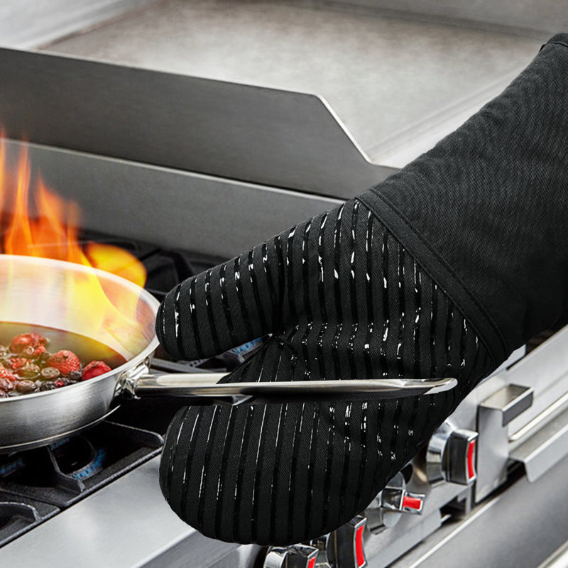 FabStyles Cotton Oven Mitt Set, Black