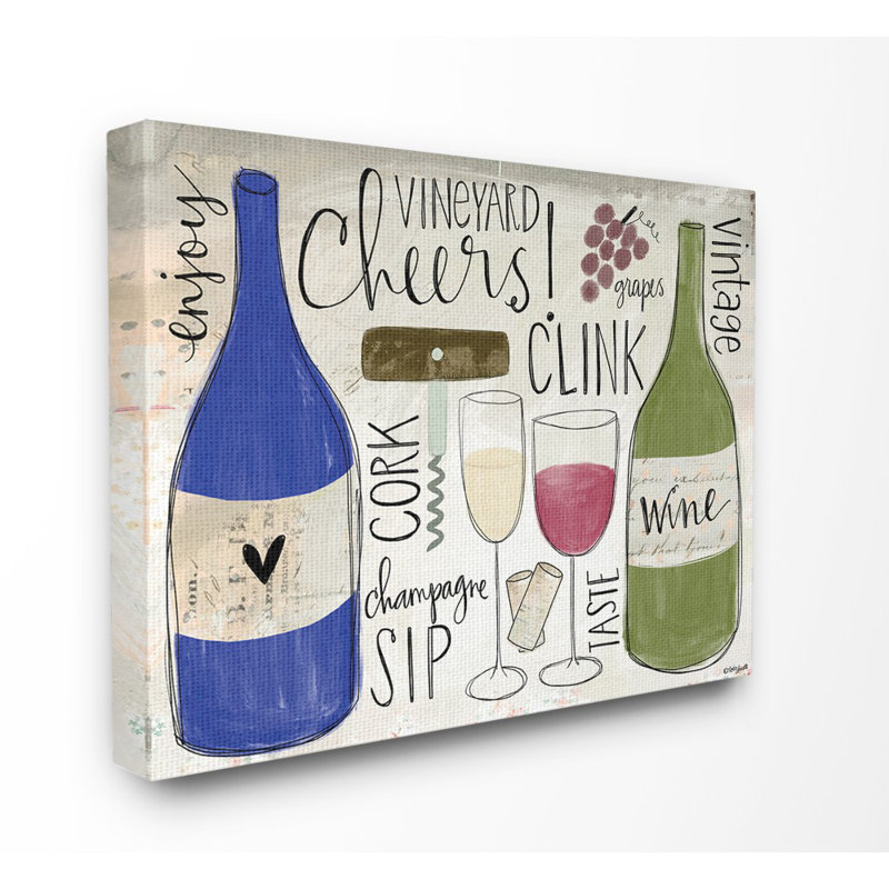 «Cheers Clink Sip Champagne and Wine», ensemble d'impression sur toile panoramique, H 24 po x l 30 po, Toile tendue