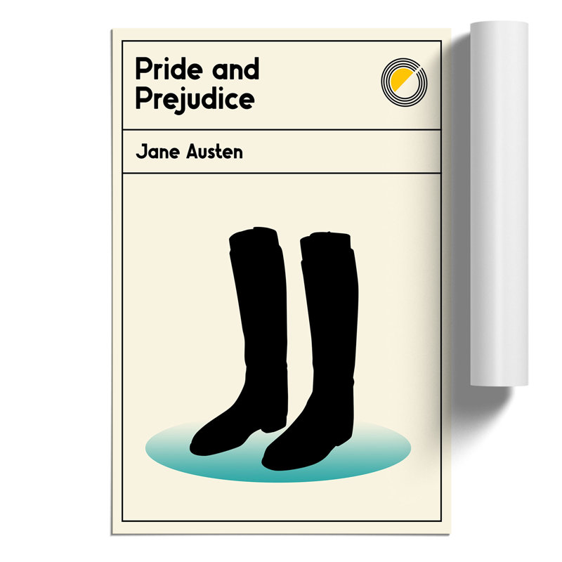 Book Cover Pride and Prejudice Jane Austen - Frameless Print, 30cm H x 21cm W x 0.1cm D