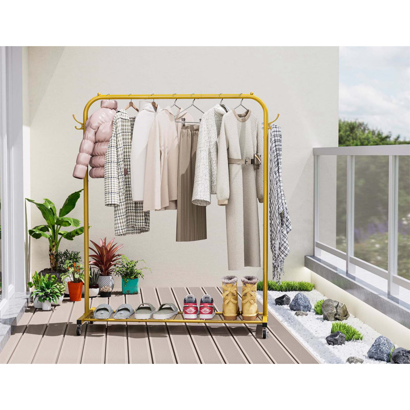 Bonville 100cm Rolling Clothing Rack, Gold