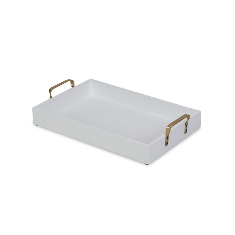 Plateau de service en bois Prall, Blanc