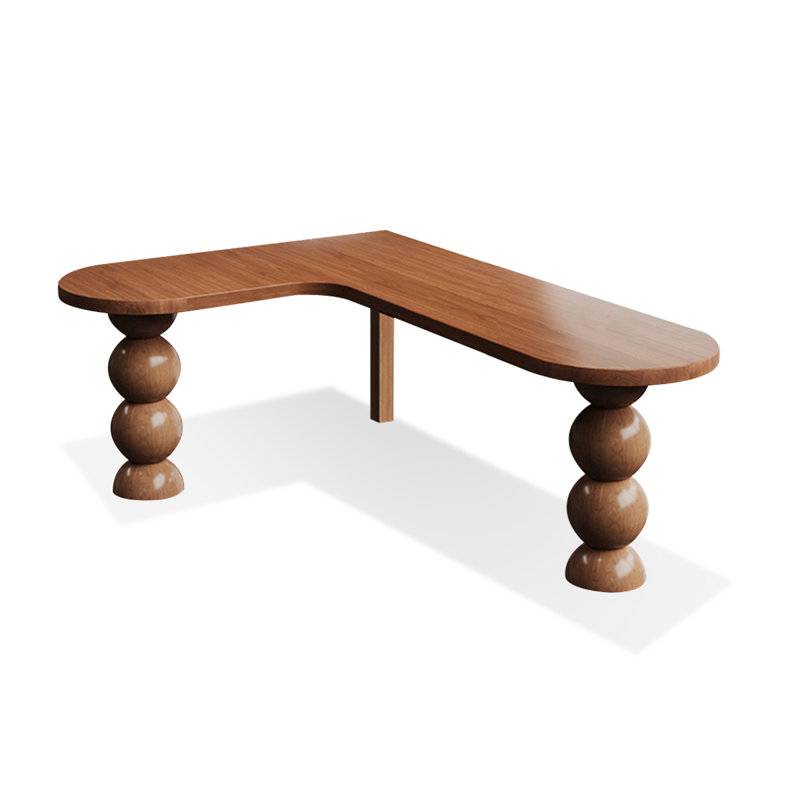 Bureau brun en bois massif en forme de L, H 29,53 po x l 62,99 po x P 47,24 po, Retour à gauche
