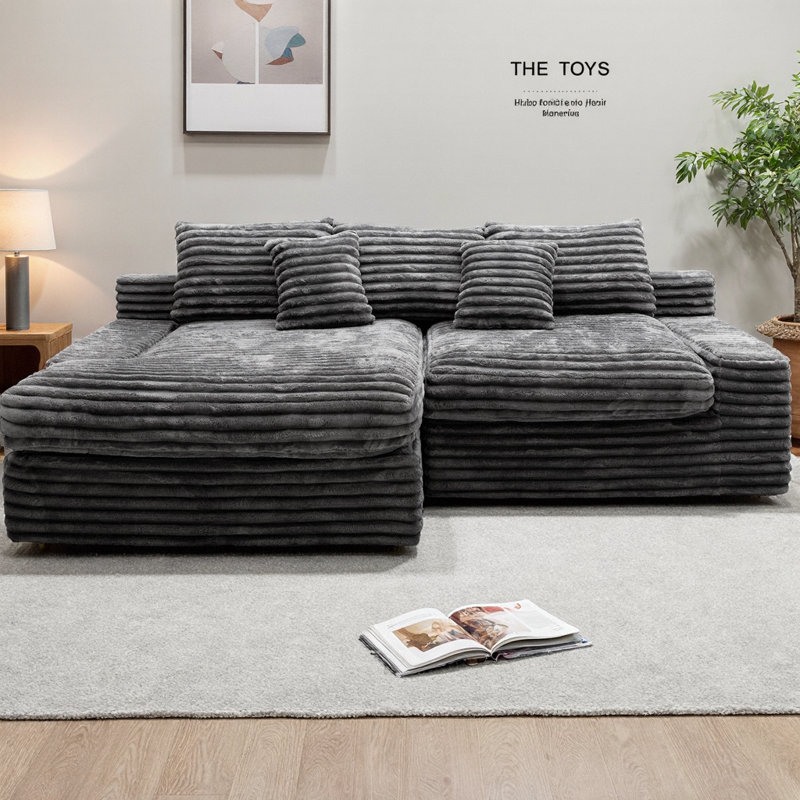 Canapé modulaire en forme de L de Boneless, Grey Corduroy, Left Hand Facing