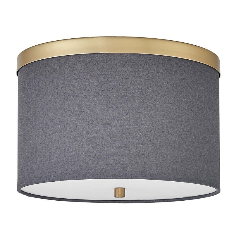 Jazemine 2 Light Flush Mount - Shade, Gray, Aged Brass