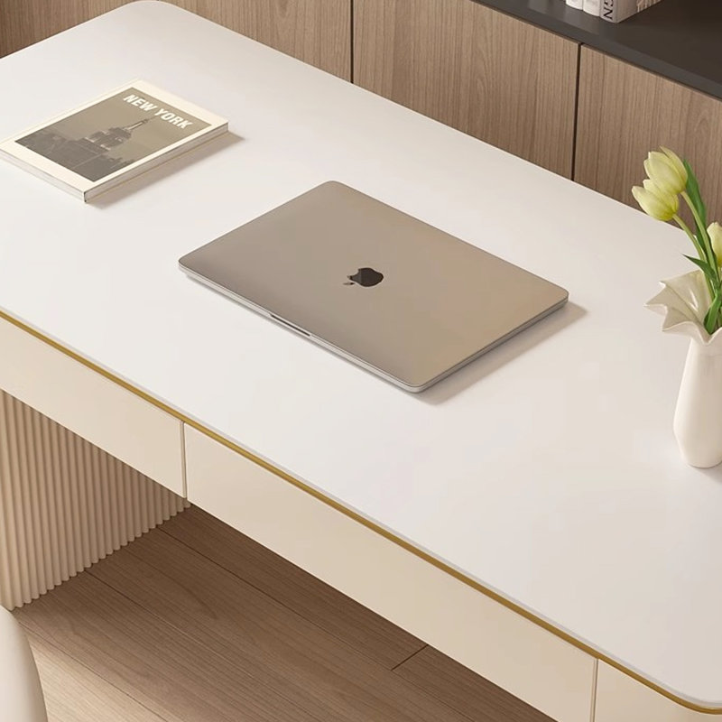 Bureau de style crème moderne et luxueux, H 29,53 po x l 62,99 po x P 23,62 po