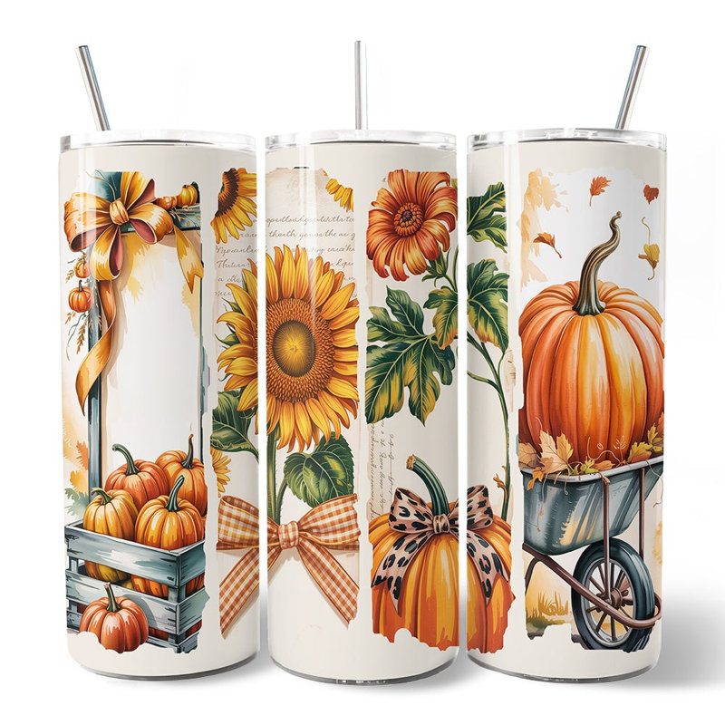 Gobelet personnalisé citrouille 20 oz avec couvercle et tasse en acier inoxydable