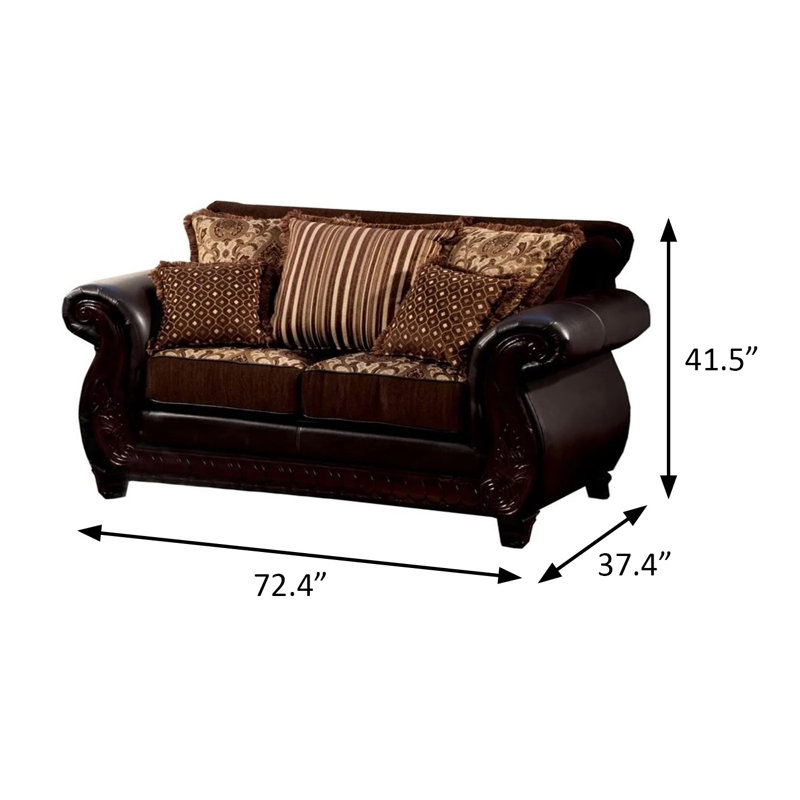 Causeuse l 72,4 po, brun foncé, Brun foncé / brun clair
