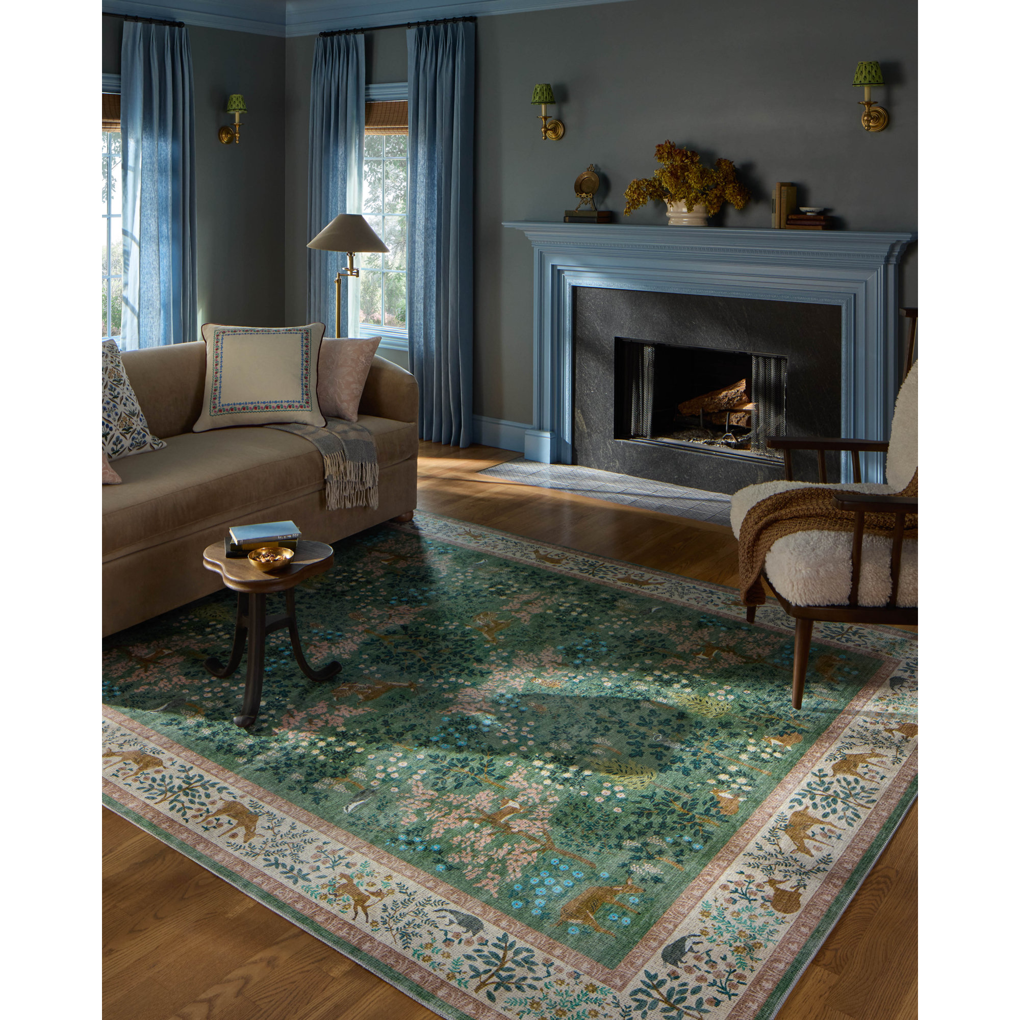 Donegan Sage / Blush Area Rug, Rectangle 6' x 9'