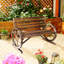 Banc 41 po rustique en bois avec fonction, 2 sièges et roue de chariot, bois, siège de style brun, fabrication en bois de sapin massif