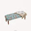 Banc capitonné à motifs floraux avec pieds en bois tourné, pouf rembourré-764878038