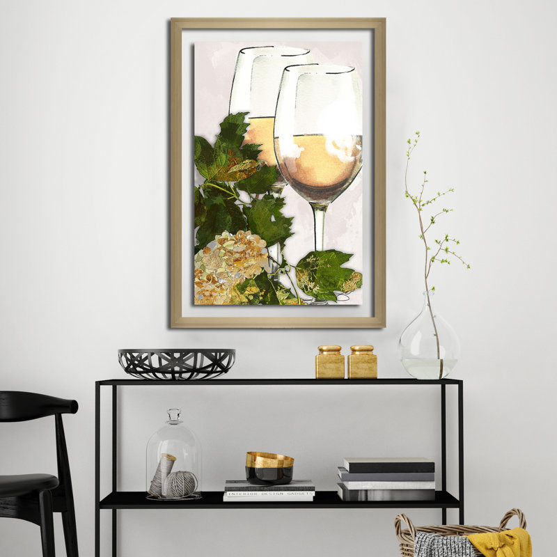 «By the Glass», impression, Encadrement champagne, H 27,5 po x l 21,5 po x P 0,75 po