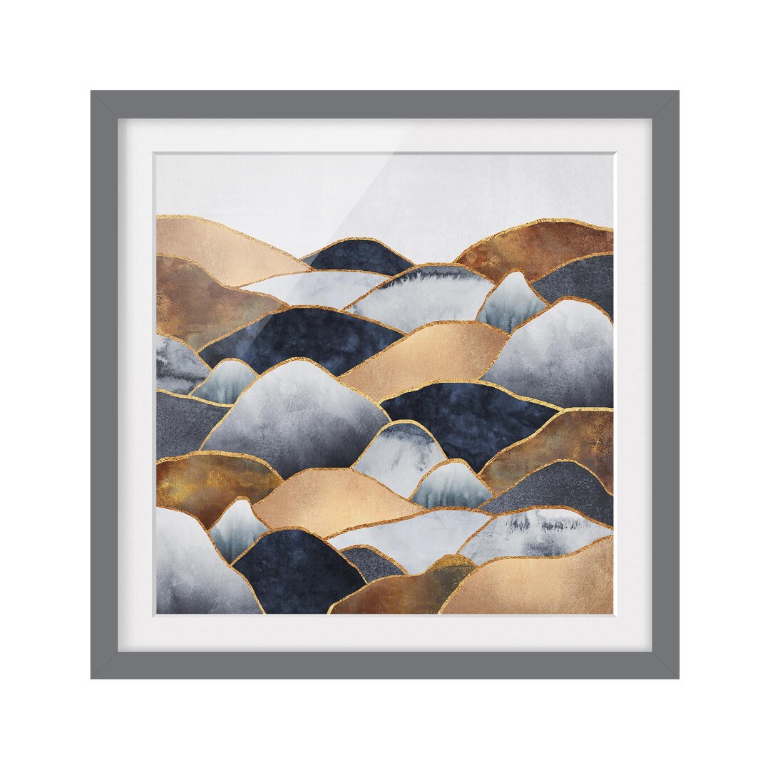 Gerahmtes Poster Golden Mountains-Aquarell