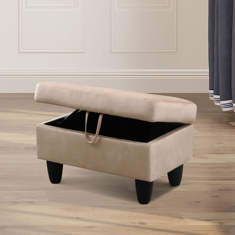 Repose-pieds de rangement rectangulaire 28,5 po Keevha, Marron clair