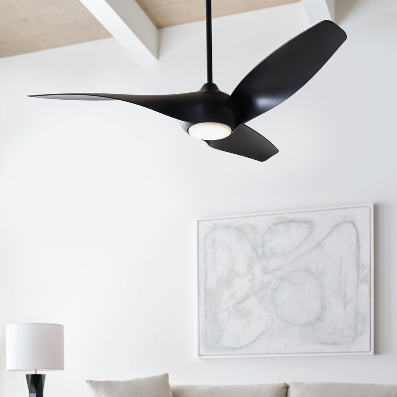 Visual Comfort Fan Topan Smart 52 LED Indoor Ceiling Fan with Threaded Downrod, Silver ABS blades and Handheld Remote, 52" W