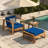 U_Style Acacia Wood Outdoor Lounge Set - Chair And Ottoman With Removable Cushions, All-Weather Outdoor Chaise Lounge/Daybed, For Patios, Balconies, And Gardens-2062190746