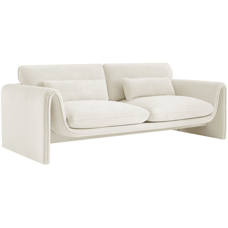Sloan 86" Velvet Rolled Sofa, Cream Velvet