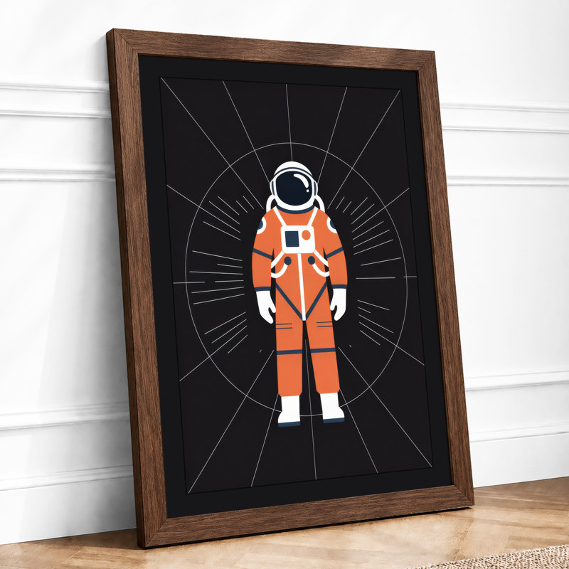 Astronaut With Starburst Modern - Print, A3 - 42.0 x 29.7 cm, Walnut