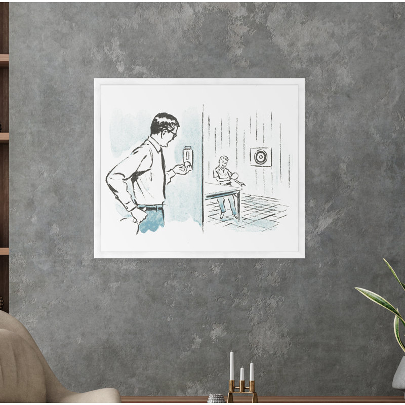 Ping Pong Print, White Framed