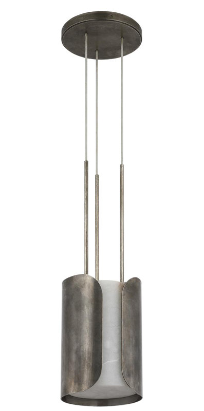 Anne-Marie Barton Armise Pendant with Nova Frost, 242" H x 7.5" W, Mottled Pewter, White